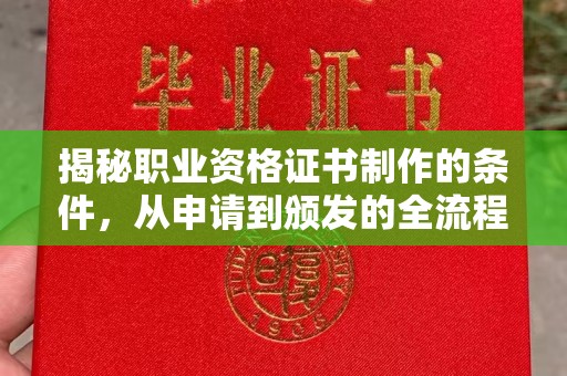 武胜揭秘职业资格证书制作的条件，从申请到颁发的全流程解析